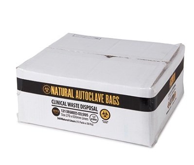 Autoclave Bags 121°C Natural Printed 50um 630x270mm - Small (500/pack)