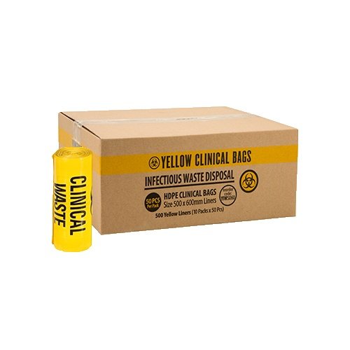 20L Yellow Clinical Waste Bag (10 Packs of 50 = 500)
