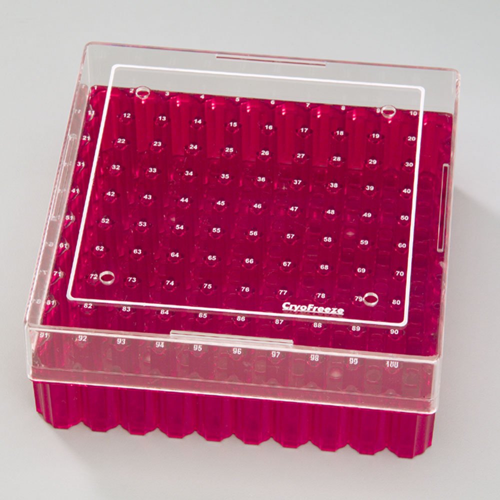 100-Place Cryo Box with Lid, Red (5/Pack)