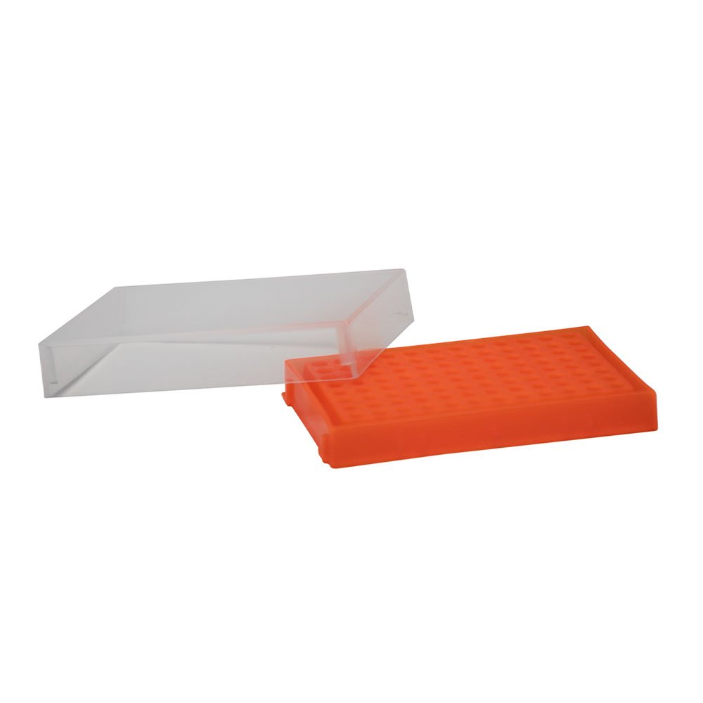 96-well PCR Rack with Lid, Orange (5/pack)