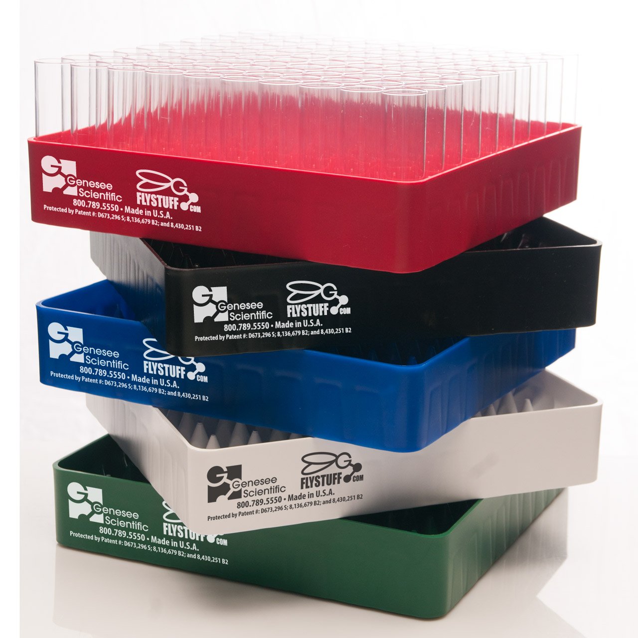 Plastic Fly Vial Re-load Trays, Narrow, Red (12)